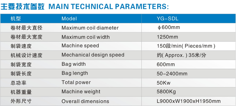 三邊封制袋機(jī)參數(shù)
